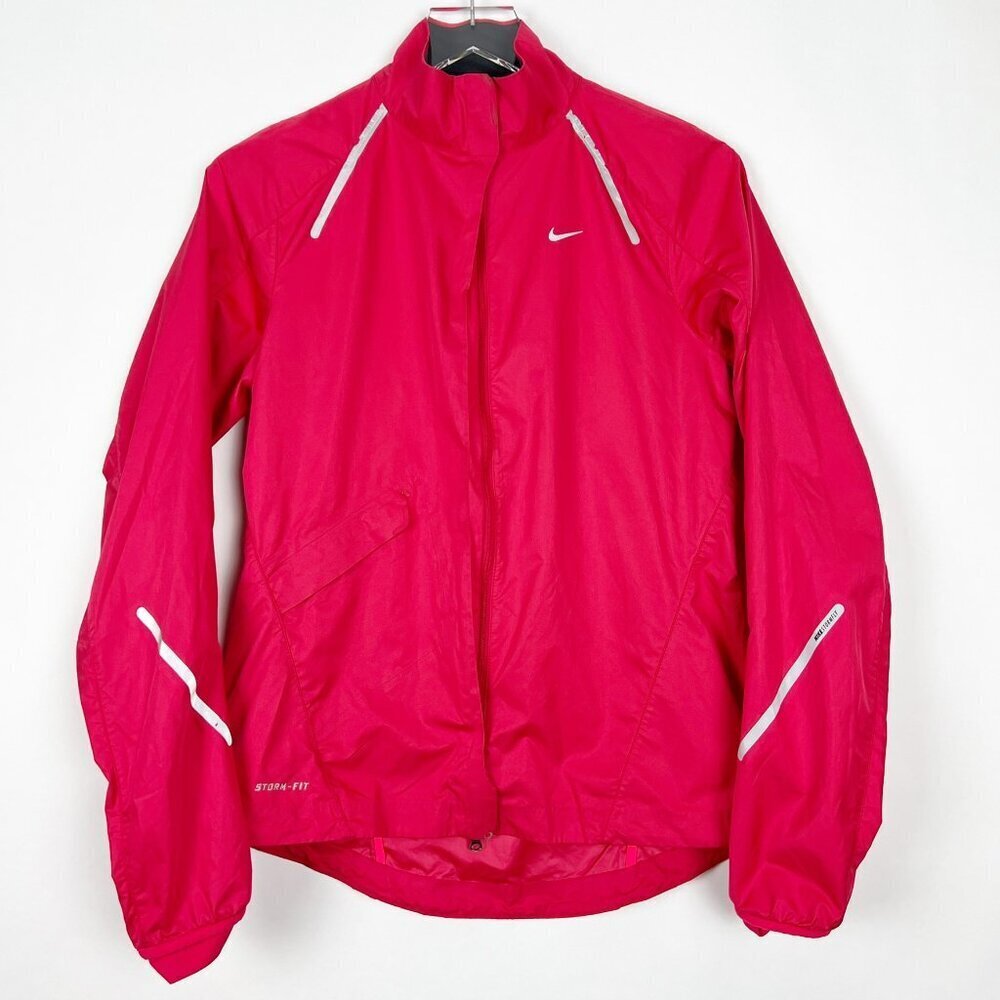 Nike Jacket Womens S Red StormFly Storm-Fit Lightweight Reflective Windbreaker